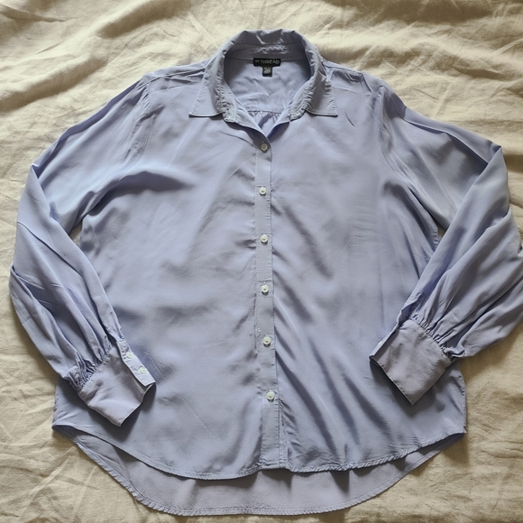 En Thread Womens Periwinkle Blue Business Professional Viscose Button-Down Shirt - Picture 8 of 13